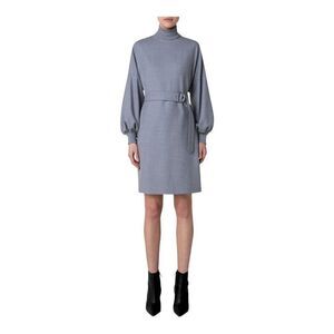AKRIS Punto Gray Flannel Wool Dress Size 16 NWT** no belt